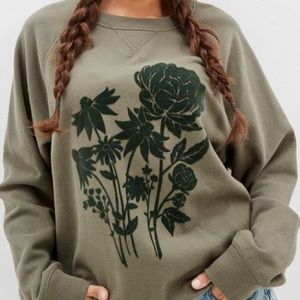 American Eagle Flower Graphic Oversized Sweatshirt - XS